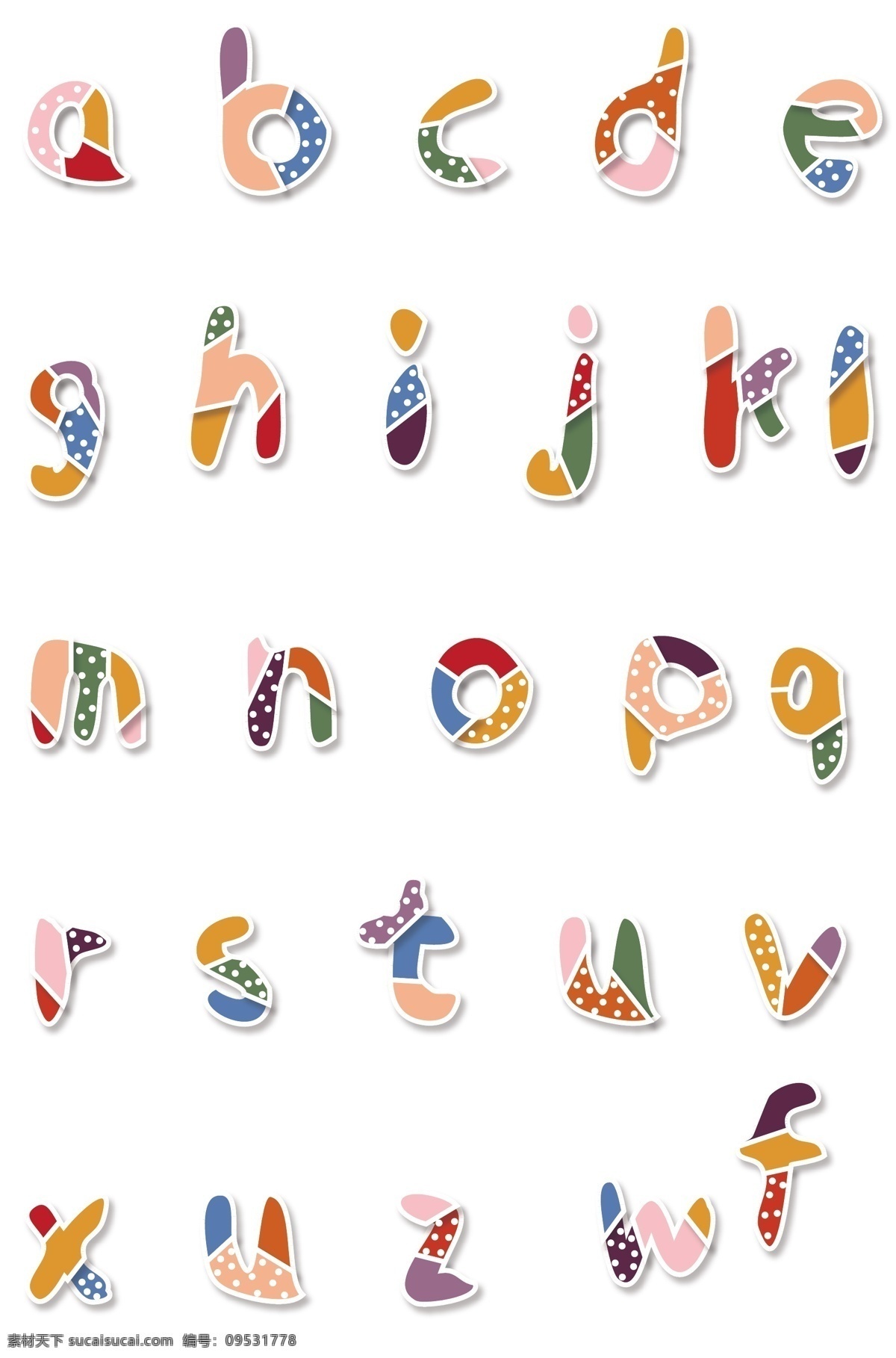 卡通英文字母 特效艺术字 英文字母 创意字体 彩虹字 个性字母 卡通字母 手绘渐变字 卡通英文 动物字母