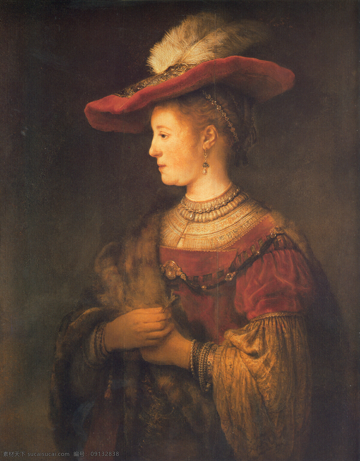 古典 绘画书法 欧洲油画 设计图库 外国油画 文化艺术 西方油画 写实油画 伦布朗 伦布朗油画 女子肖像 戴帽女子 红帽子 油画人物 装饰素材
