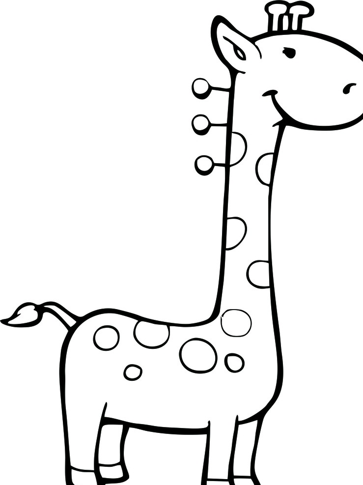 长颈鹿 卡通 幼儿画 简笔画 可填色 动漫动画