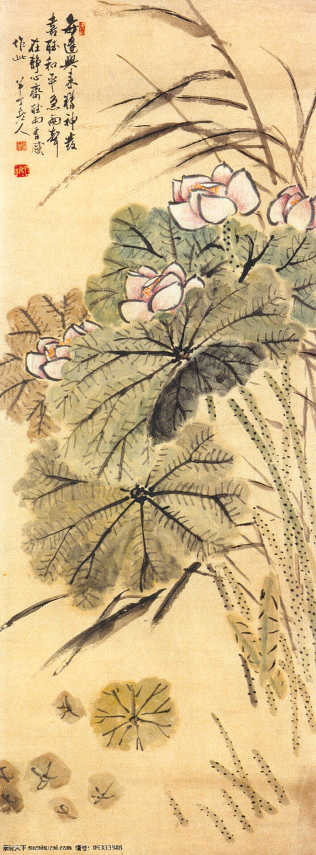 荷花免费下载 古典图片 画轴 墨水画 山水画 圣旨 水墨画 小山 古逸 古代化 家居装饰素材 移门