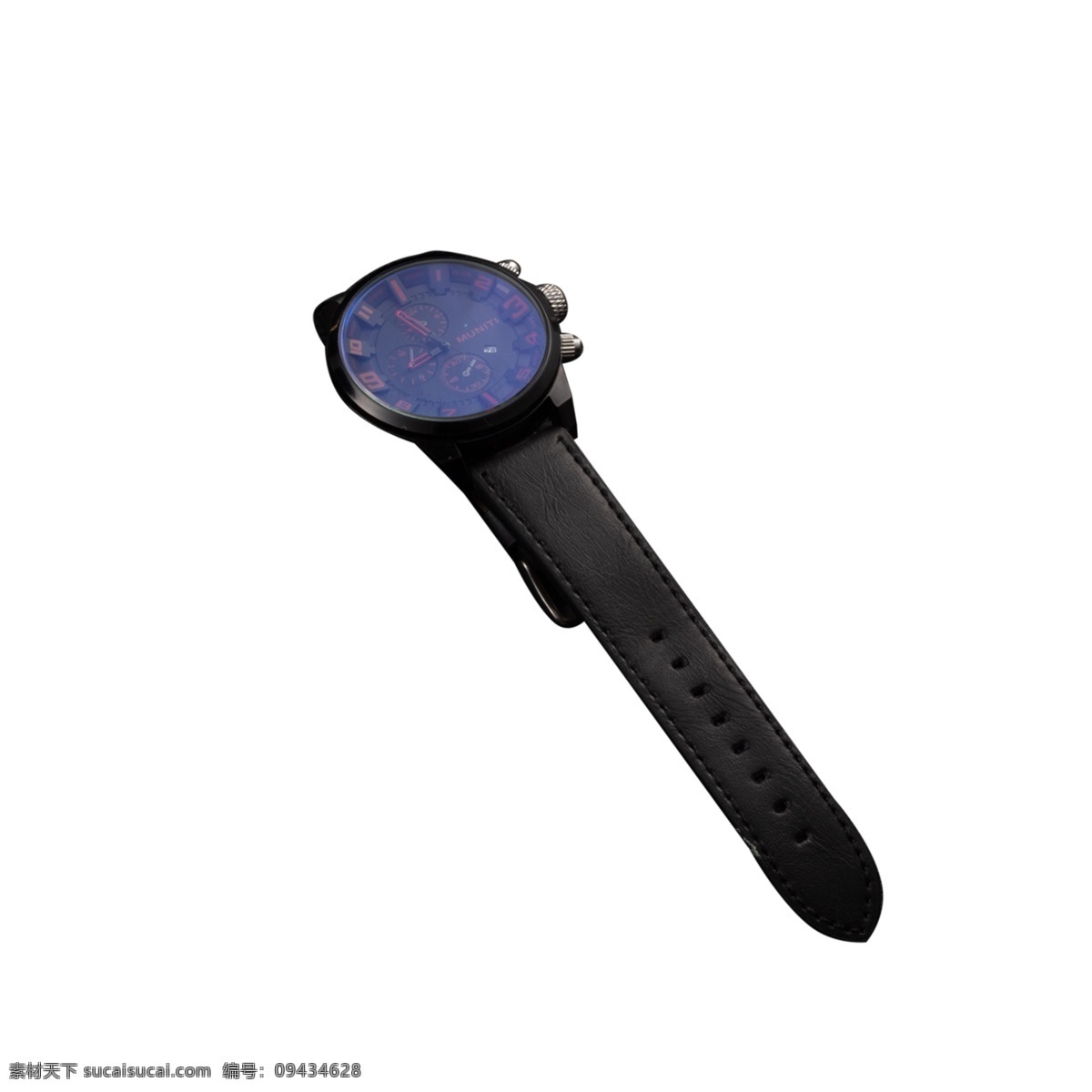 黑色 创意 时尚手表 元素 镜面 反光 佩戴 装饰 手表 刻度 旋转 指针 电子手表 科技 时间就是金钱