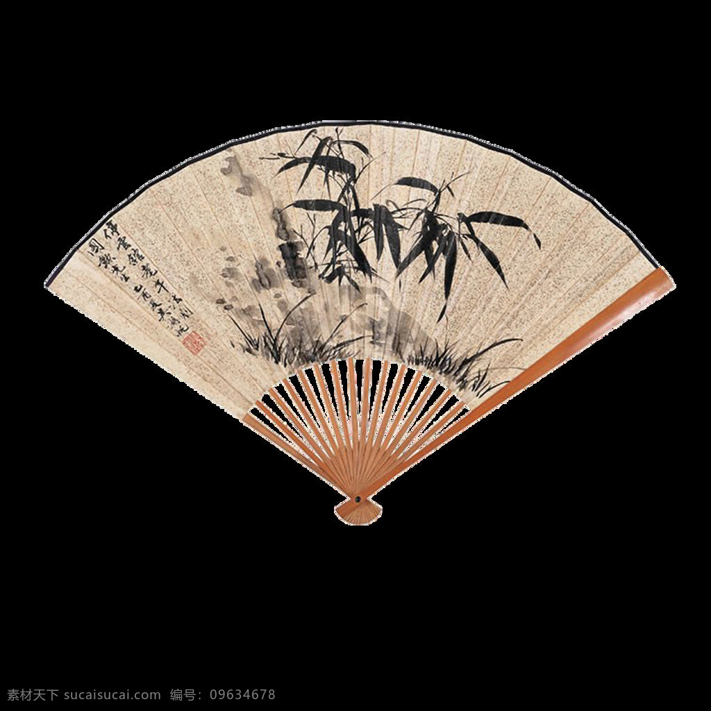 唯美 中国 风 竹子 扇子 折扇 元素 中国风 古典