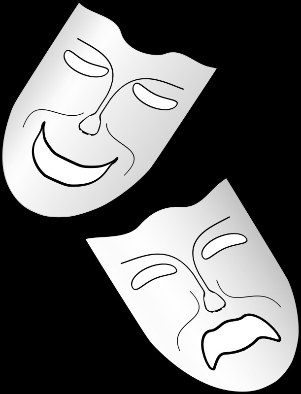 喜剧 悲剧 服装 符号 剧场 面具 希腊 戏剧 黑色和白色 喜剧片 面对 灰色的 线的艺术 插画集