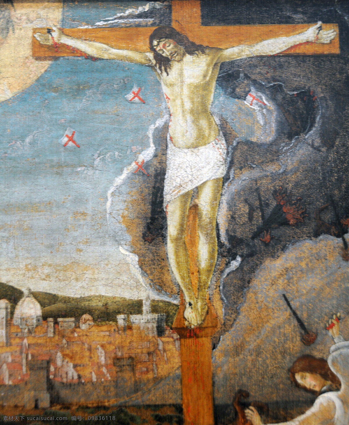耶稣 受难 绘画书法 世界名画 文化艺术 油画 耶稣受难 桑德 罗波 提 切利 家居装饰素材