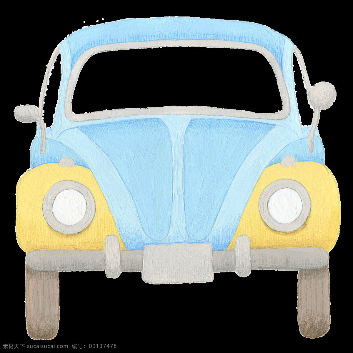 手绘 水彩 简约 小汽车 黄色 卡通 可爱 蓝色 免扣素材 透明素材 装饰图片