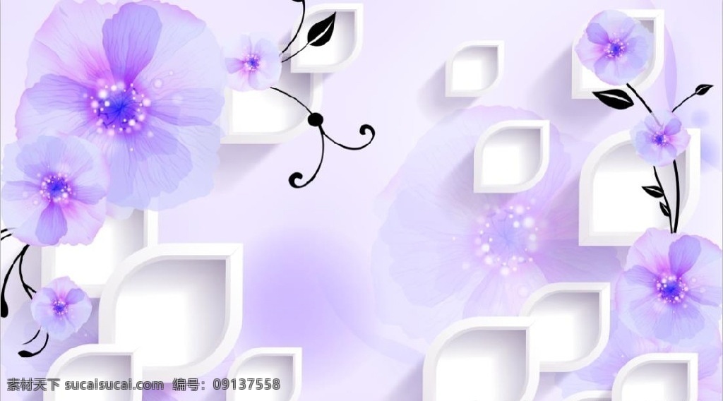 浪漫背景 背景墙 电视墙 浪漫 紫色 温馨 3d设计 3d作品
