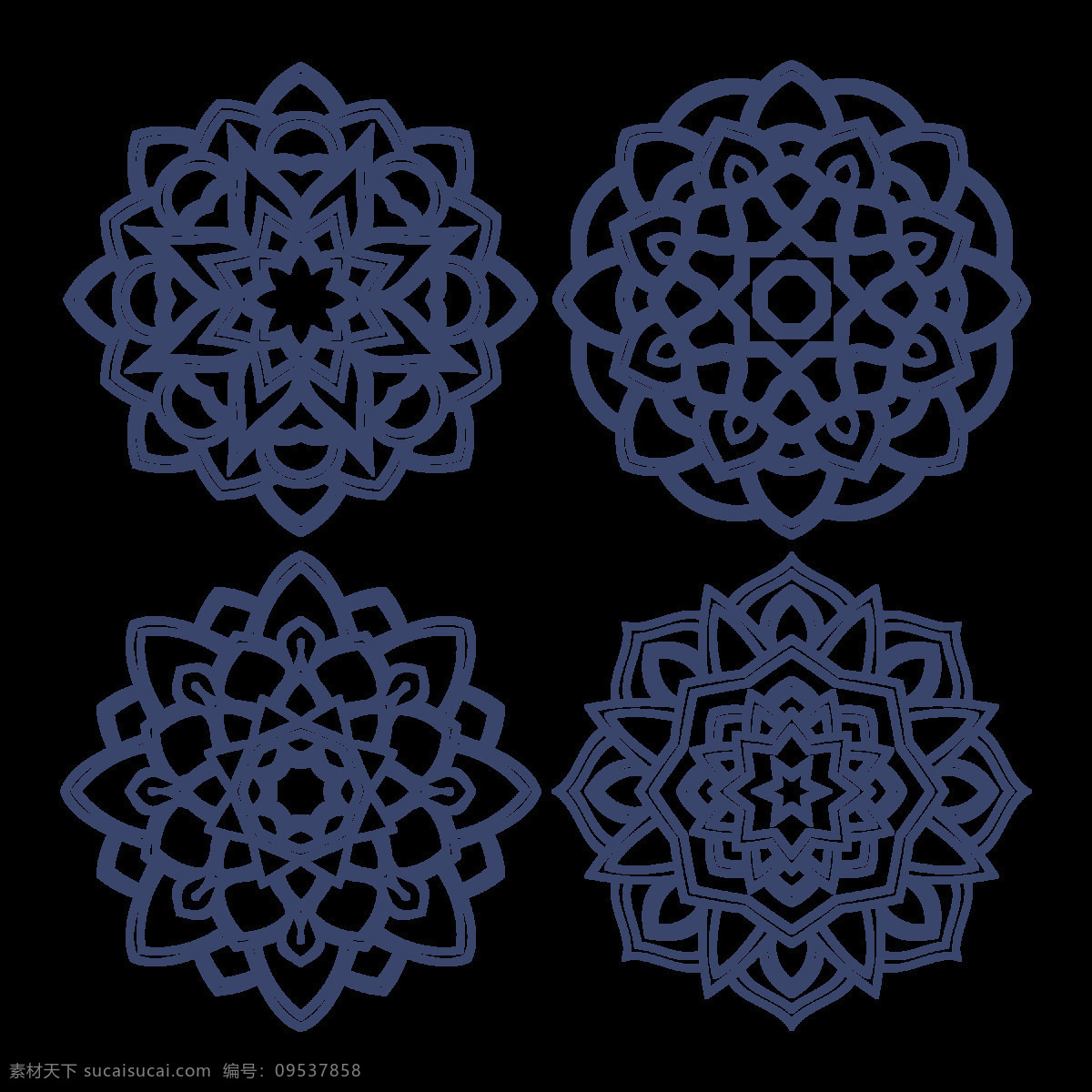 四 曼陀罗 花纹 免 抠 透明 图 层 雪花图标 几何对称花纹 唯美 旋转 对称 图形 中心对称图形 装饰花纹图案 黑色图标 装饰 图案 抽象 花朵 抽象花卉