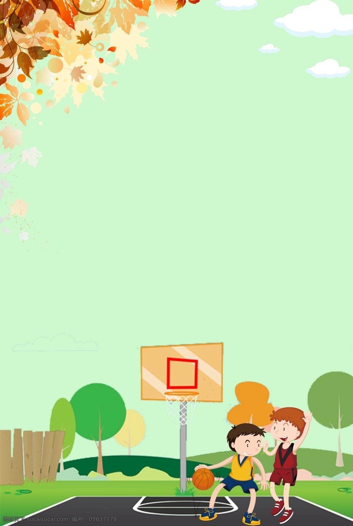 运动员 篮球场 篮球 卡通 平面 叶子 球框 远动员 运动