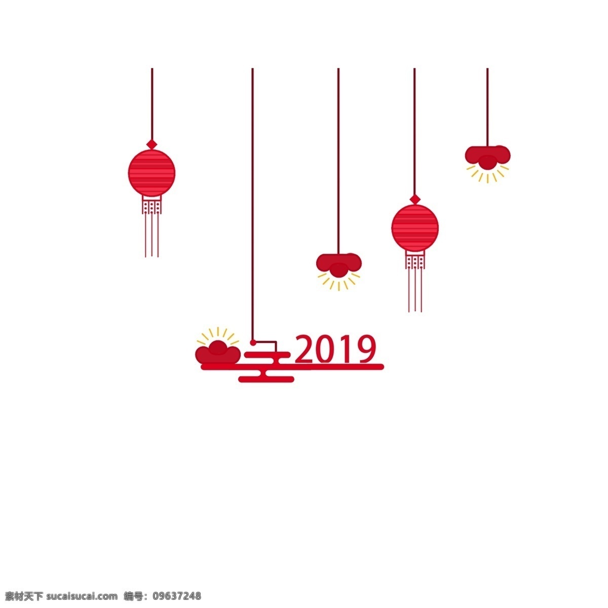 手绘 灯笼 新年 挂饰 红色的灯笼 卡通插画 插画 创意 2019 图案 红色 灯光