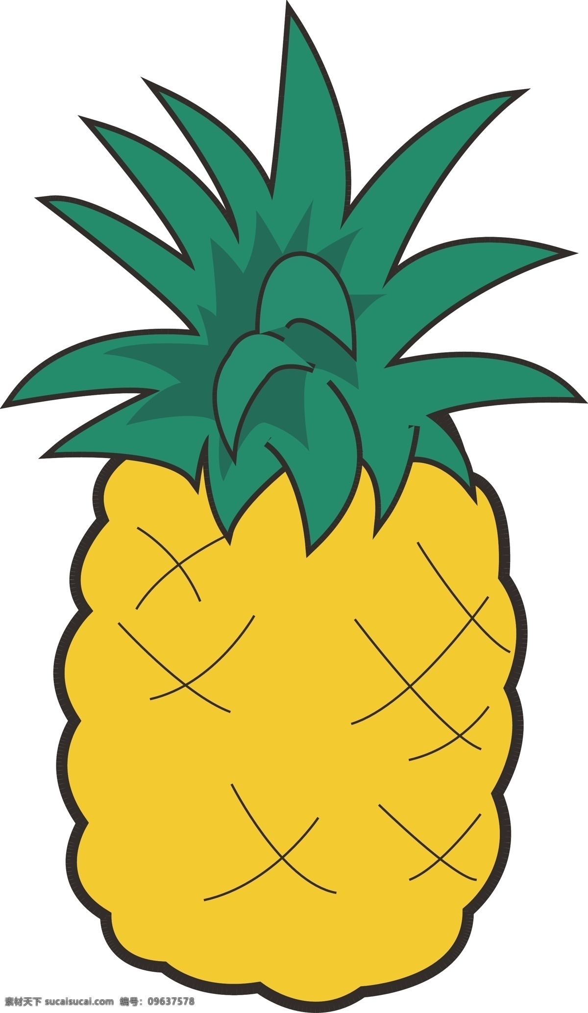 夏季 菠萝 元素 矢量图 夏季菠萝 黄色 绿色 菠萝元素 简笔画