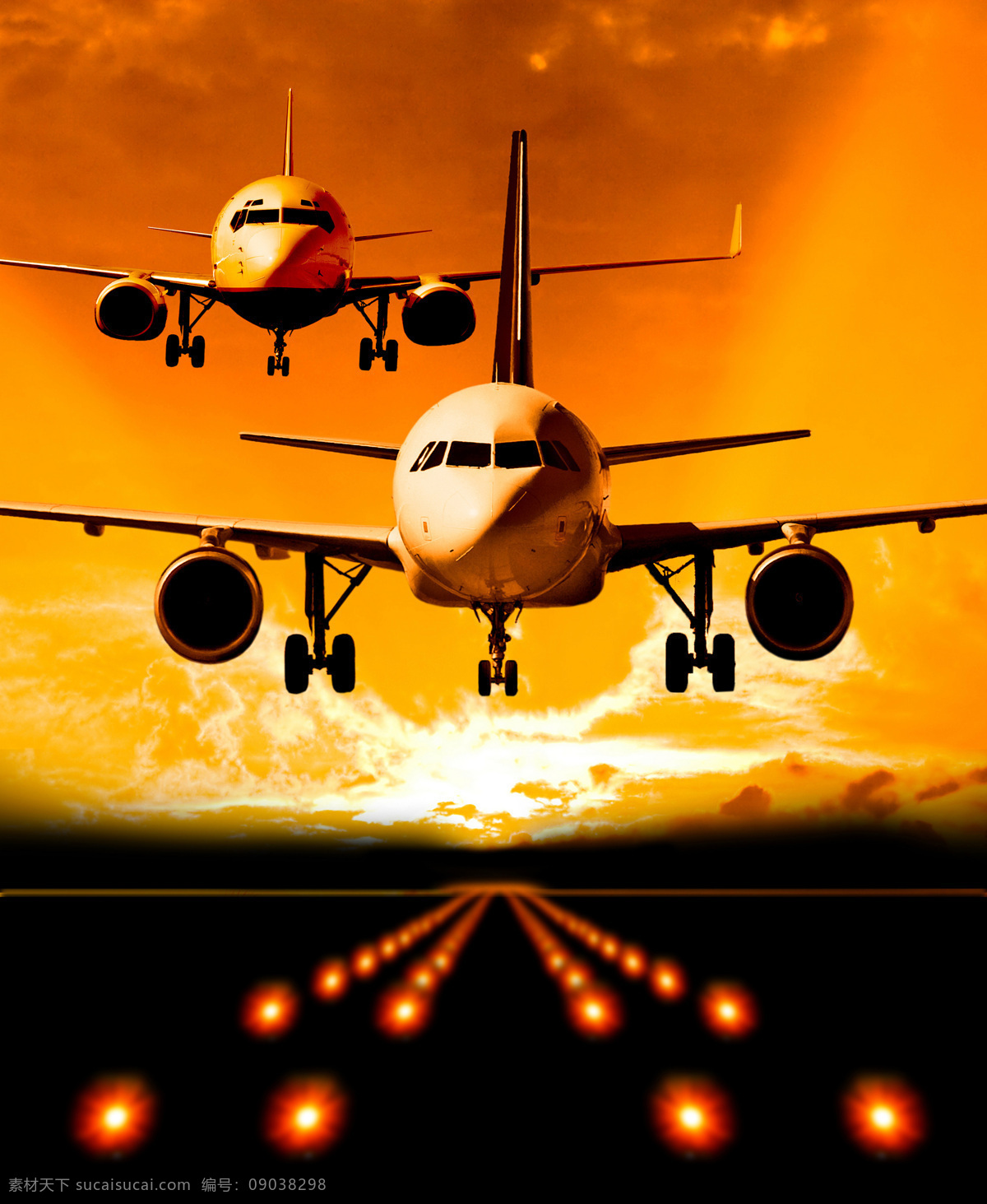 黄昏 时 飞机 航空飞机 客机 飞行 天空 机场 降落 飞机图片 现代科技