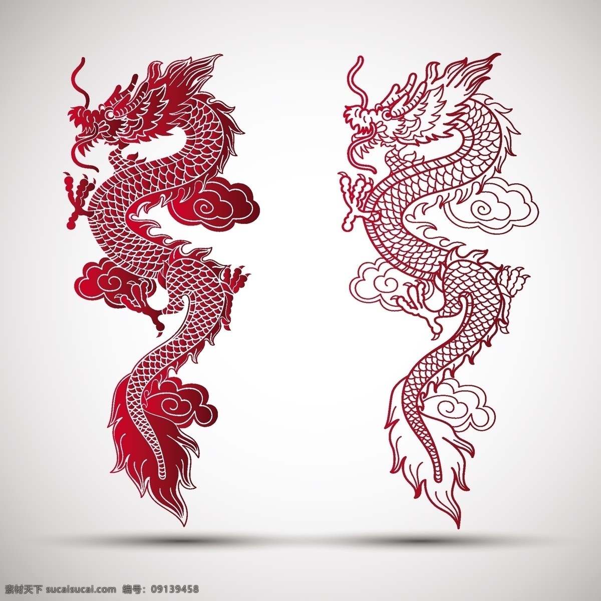 剪纸龙 矢量龙 中国龙 飞龙 龙图腾