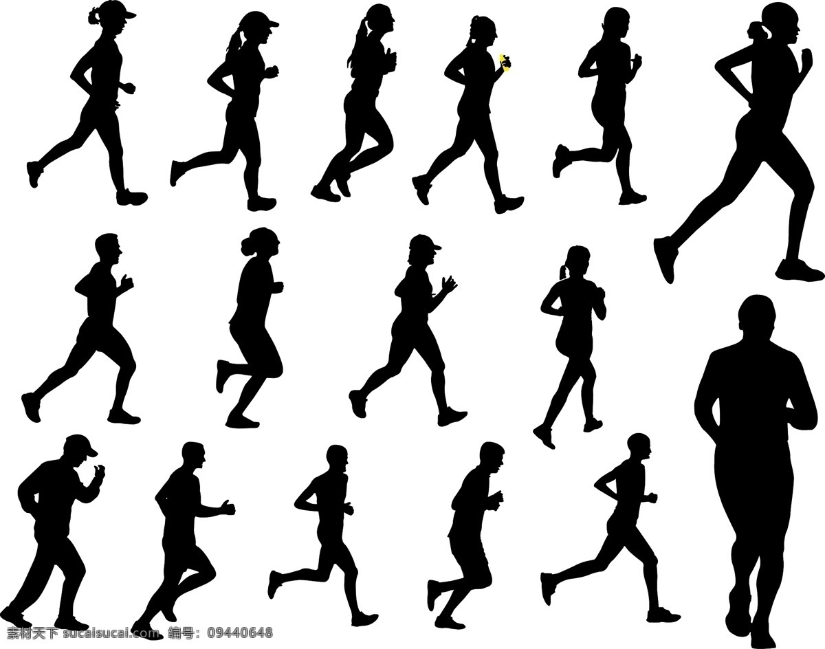 运动 人物 剪影 矢量 跑步 健身 体育锻炼 健身运动 运动员 一群男女 高清图片
