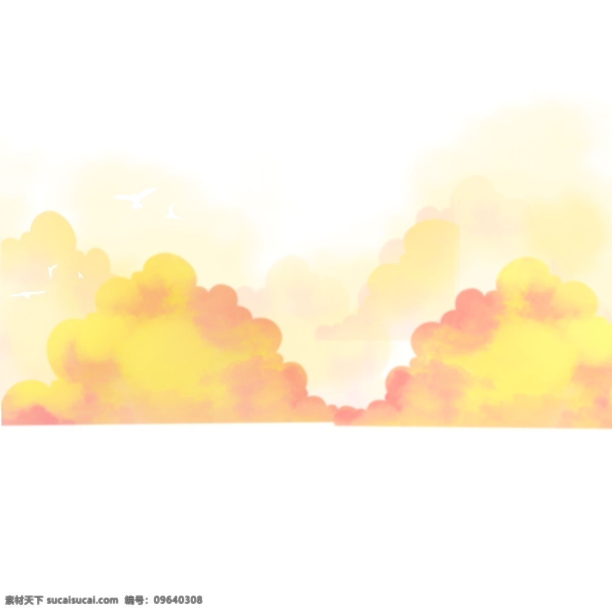 黄色 圆弧 云雾 元素 质感 卡通插画 天空 风景 景色 光泽 云朵 云彩 漂浮 雾气 天气 天气预报
