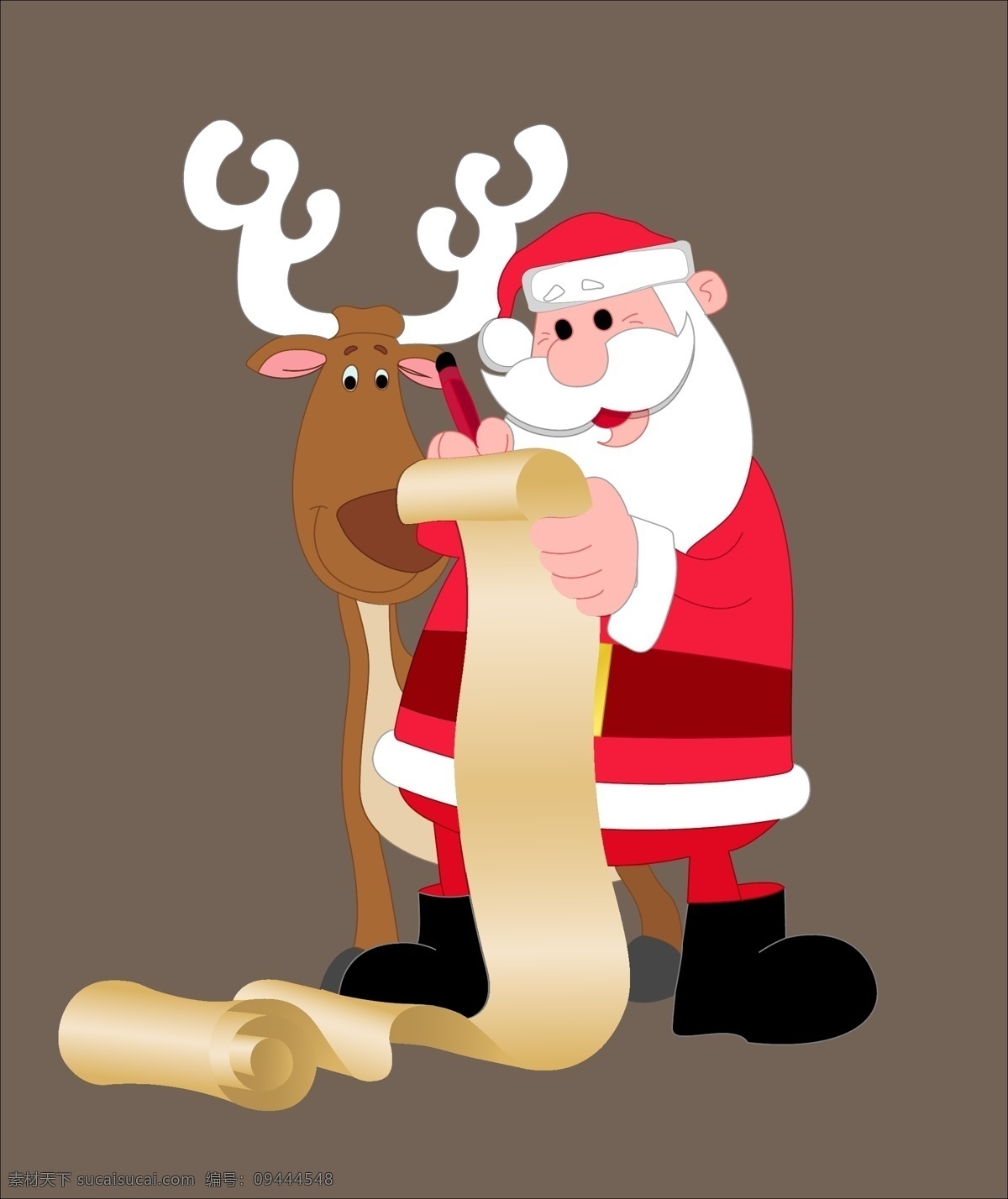 圣诞老人 卡通 精美 矢量 麋鹿 红色 圣诞节 礼物 矢量图片