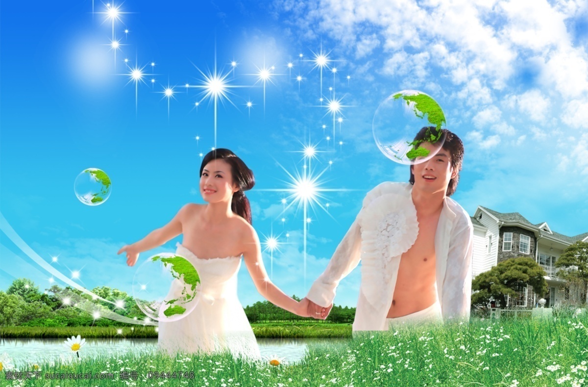 分层 白云 别墅 草地 房子 光 光点 花 婚纱展板模板 婚纱展板 婚纱模板 情人 情侣 男人 女人 气泡 蓝天 树 人物 源文件 其他展板设计