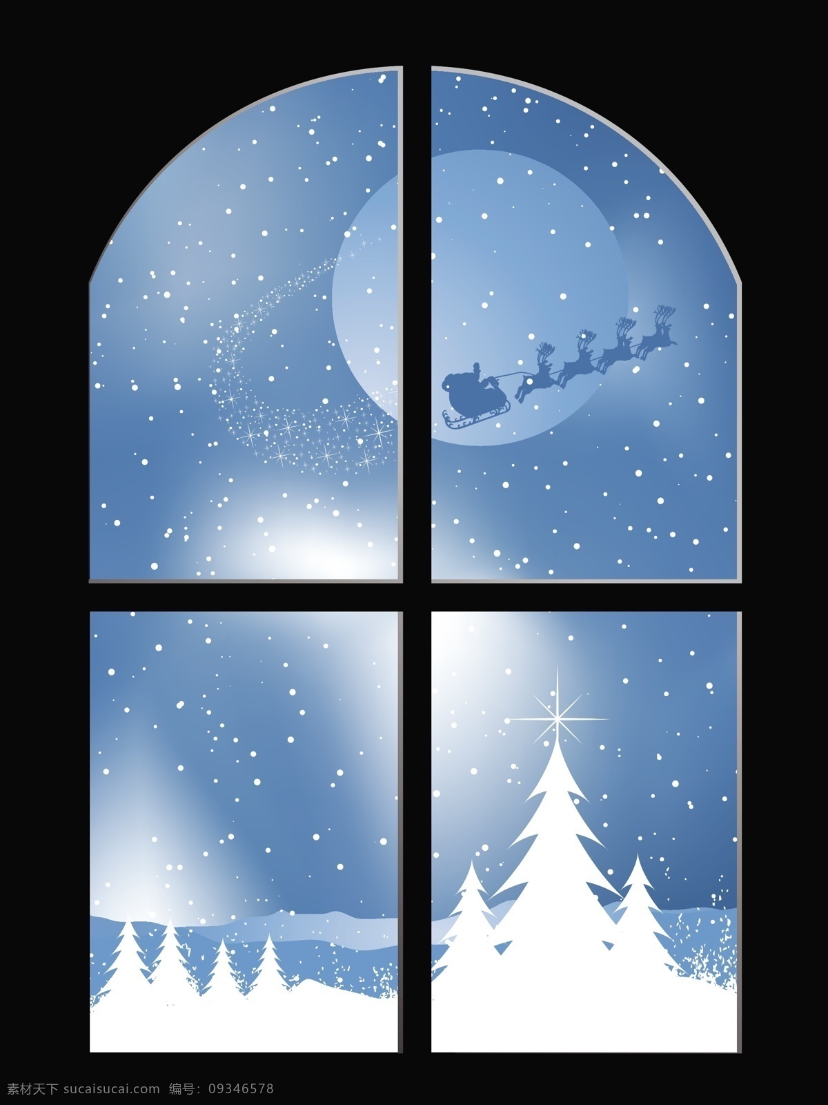 窗口 圣 克劳斯 插图 圣诞节 圣诞快乐 冬天快乐 圣诞树 圣诞老人 景观 月亮 圣诞 节日庆典 树 夜晚 节日快乐 雪橇 季节的问候 飞 黑色