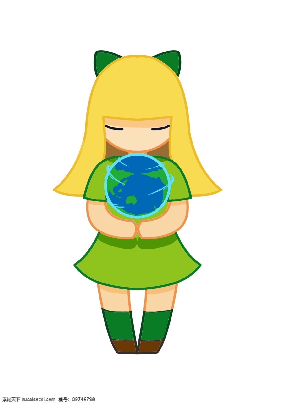 爱护 地球 公益 插画 蓝色的星球 卡通插画 公益插画 公益宣传 热心公益 绿色公益 漂亮的女孩