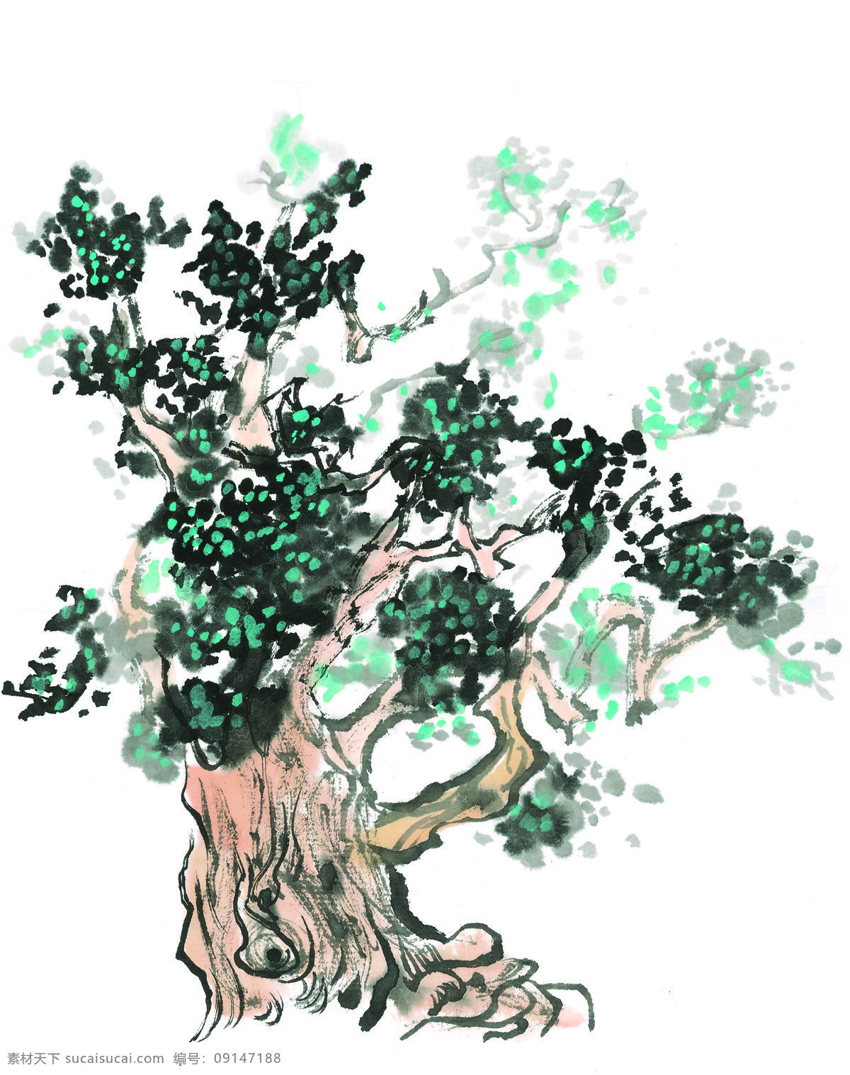 古树 树木 国画 植物 文化艺术 传统文化 设计图库 写意