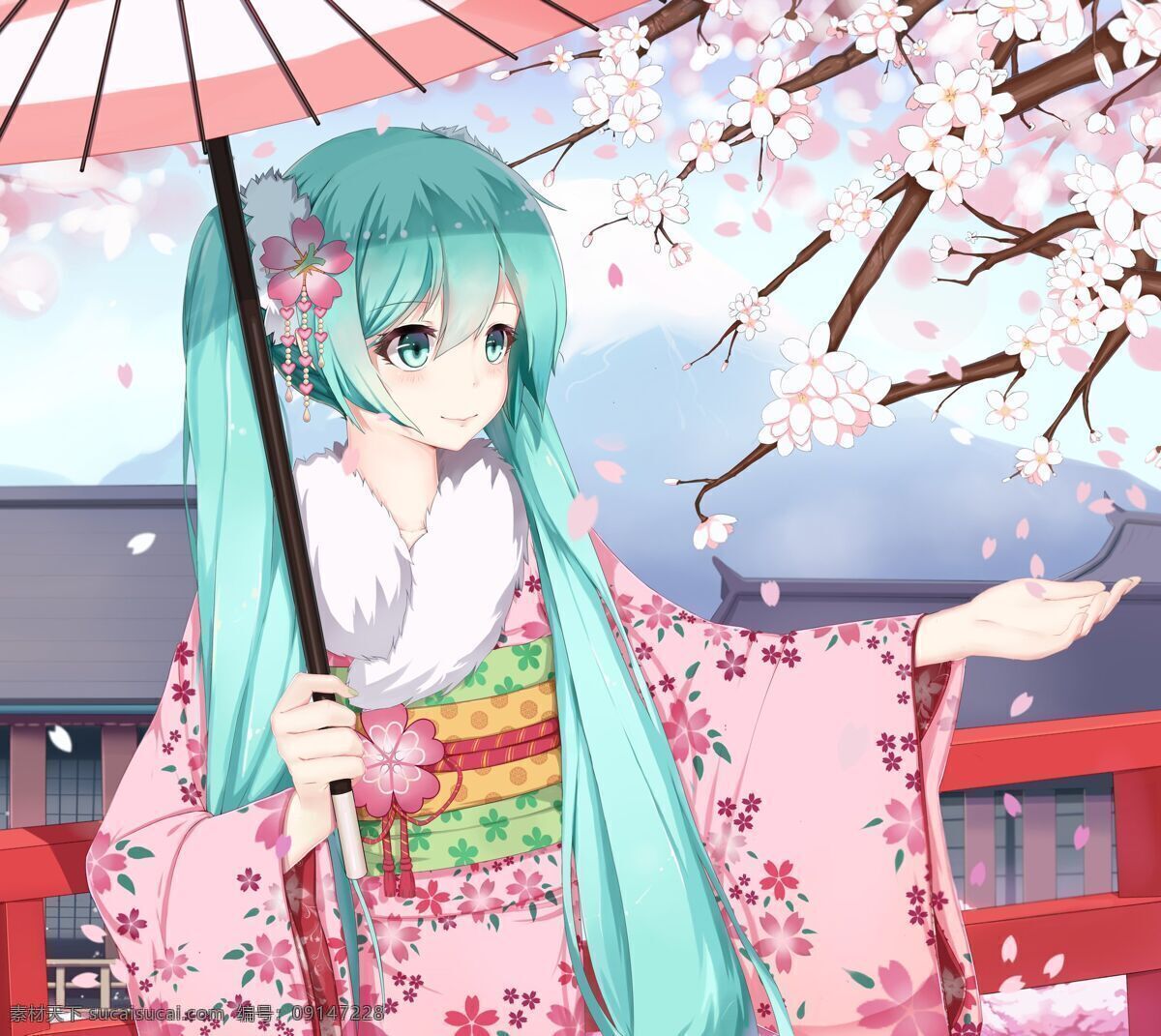 初音公主殿下 初音未来 公主殿下 唯美 和服 日系 动漫动画 动漫人物