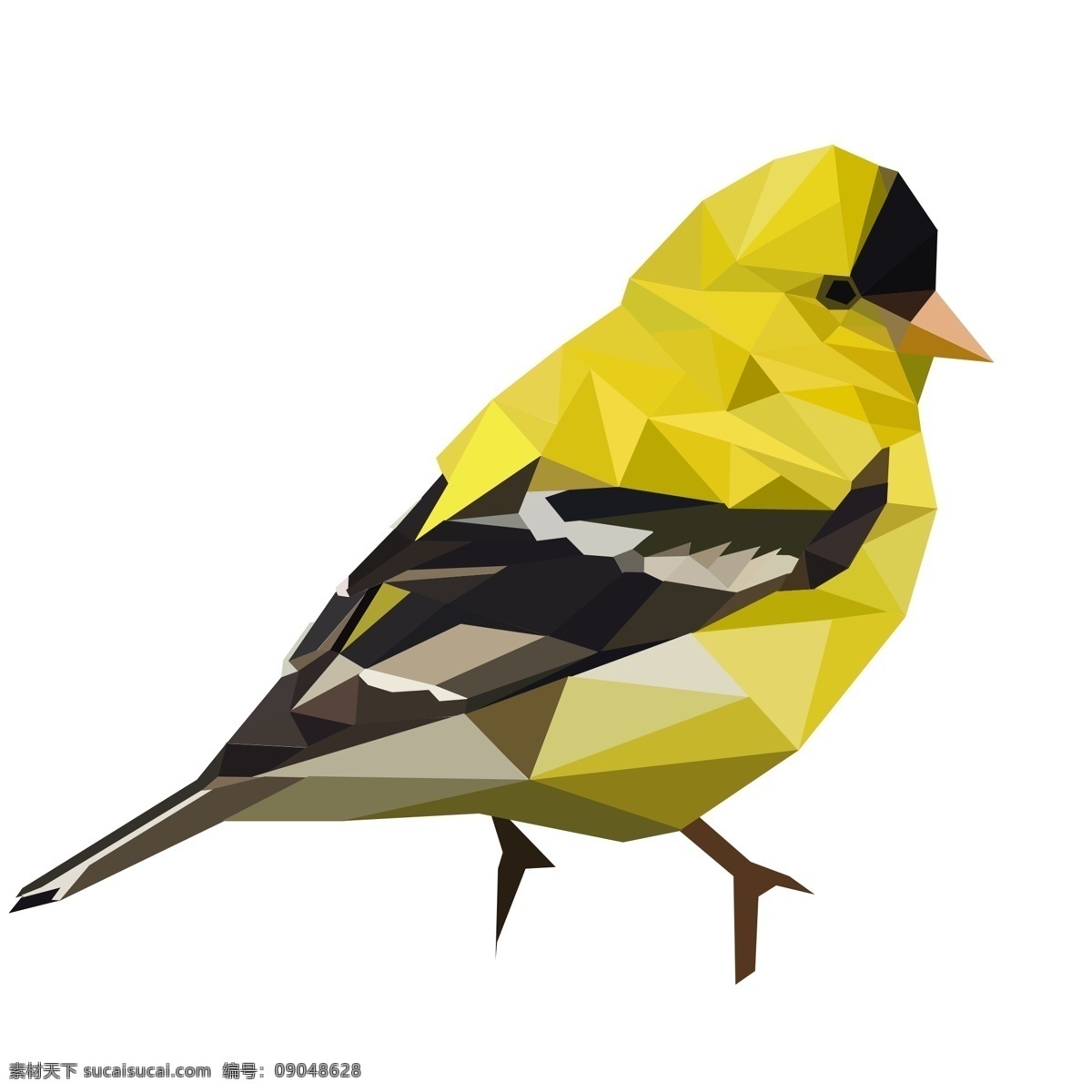 色块 拼接 低 多边形 小鸟 原创 商用 鸟 几何 黄色 低多边形