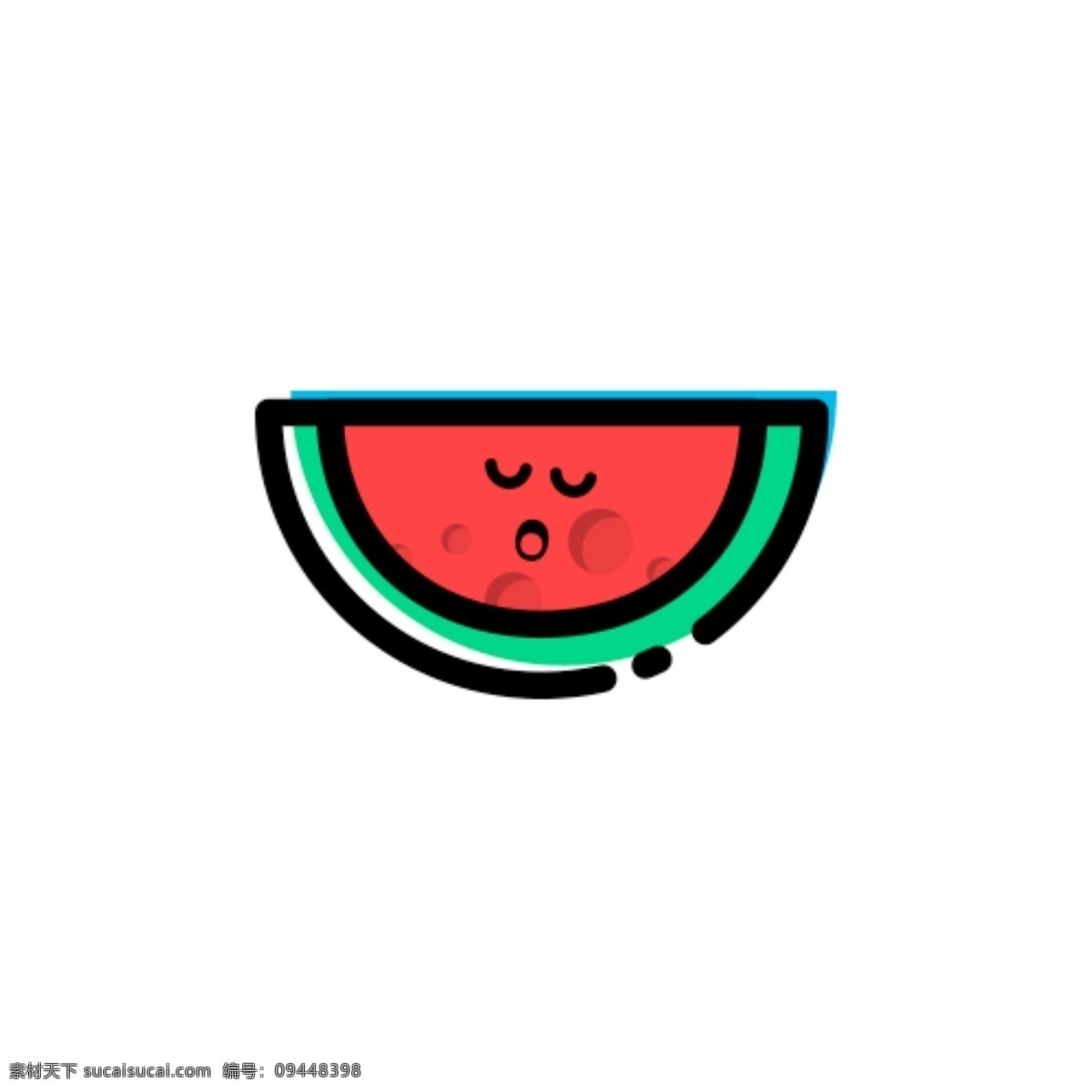 mbe 夏日 西瓜 icon 图标 源文件 卡通 清爽 描边 psd源文件 小清新 可爱 拟物 红配绿 几何形