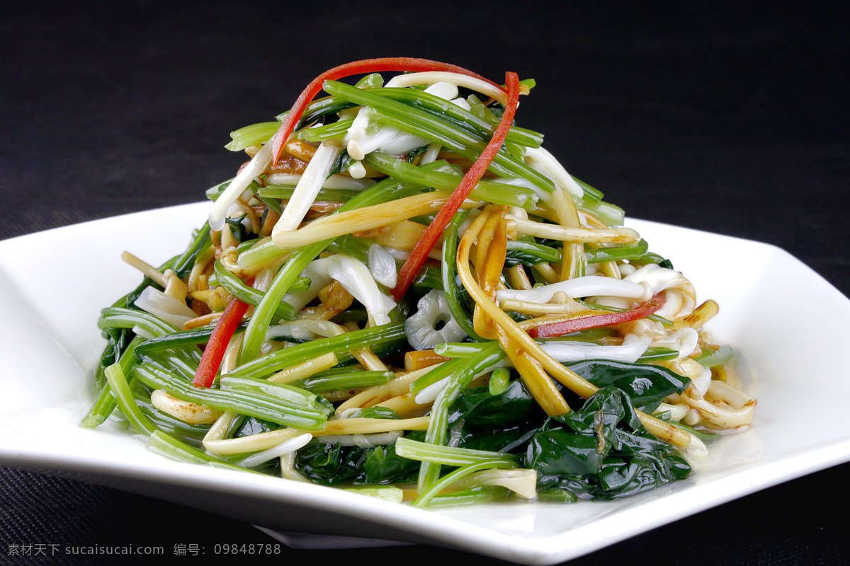 金针拌菠菜 金针 拌菠菜 特色 美味 风味 极品 自制 秘制 菜品图 餐饮美食 传统美食