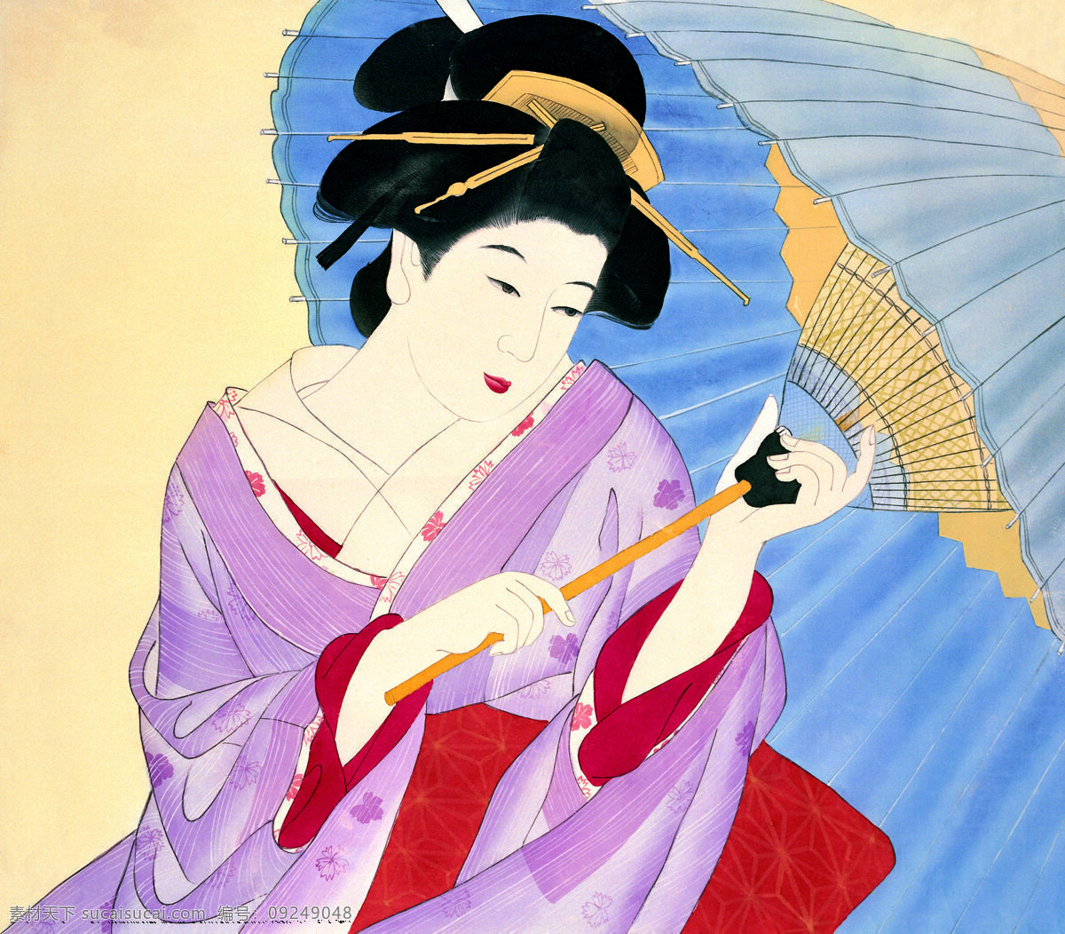 东洋仕女 日本 东洋 仕女 国画 画 工笔画 人物 女人 文化艺术 传统文化 摄影图库