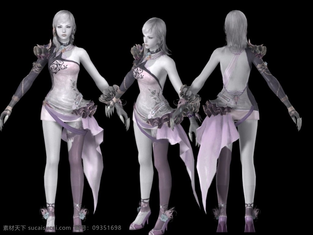 时尚 女 模特 角色 女模特 人物 紫衣 3d模型素材 游戏cg模型