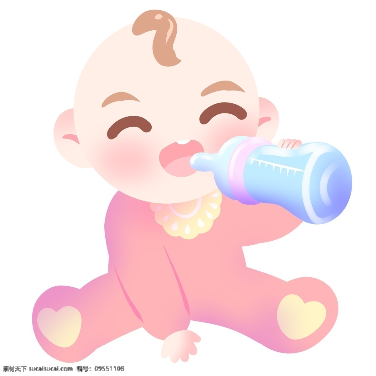 喝 奶 婴儿 宝贝 插画 蓝色的奶壶 卡通插画 宝贝插画 婴儿插画 可爱的宝贝 微笑的宝贝 喝奶的宝贝
