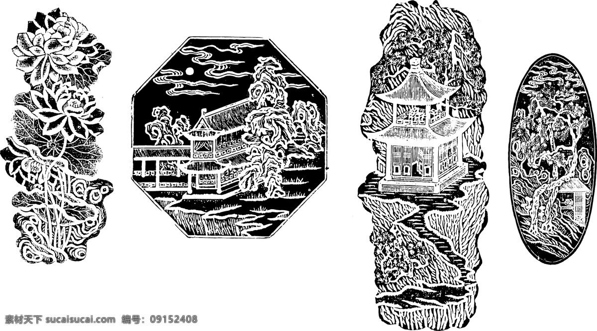 清代 雕刻 花纹 纹样 矢量图 清代纹样 古代雕刻花纹 线描矢量图 花纹花边