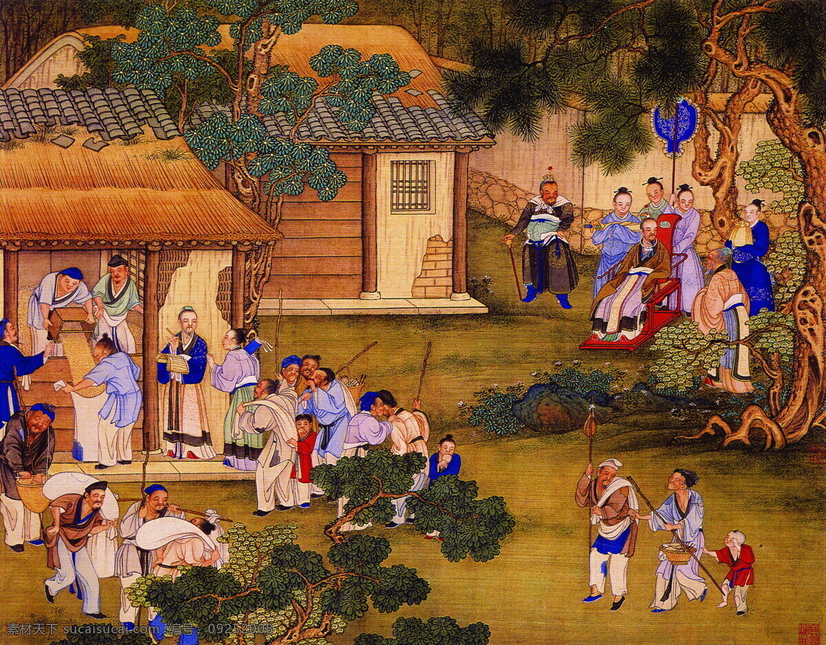 古画 人物 屋子 中国画 中国古典绘画 文化艺术