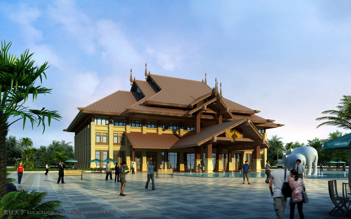 东南亚 风格 建筑 外立面 效果图 异域 建筑设计 环境设计