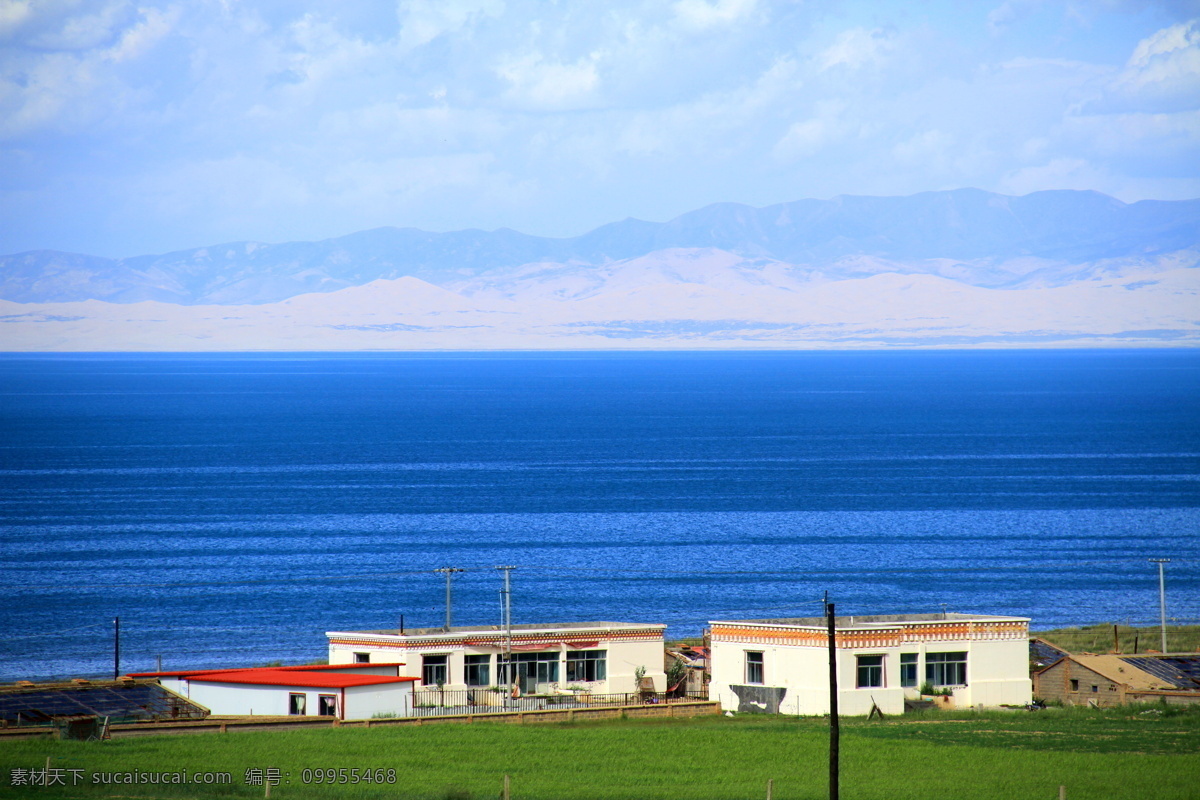 海天一色 风景 青海 青海湖 白云 草地 蓝天 高清 青海湖风光 国内旅游 旅游摄影