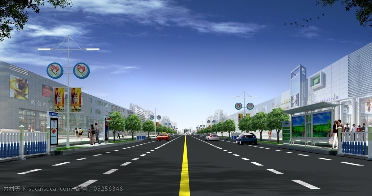 城市 干道 改造 效果图 环境设计 景观设计 道路 绿化 道路改造 公交站台 道路广告 源文件