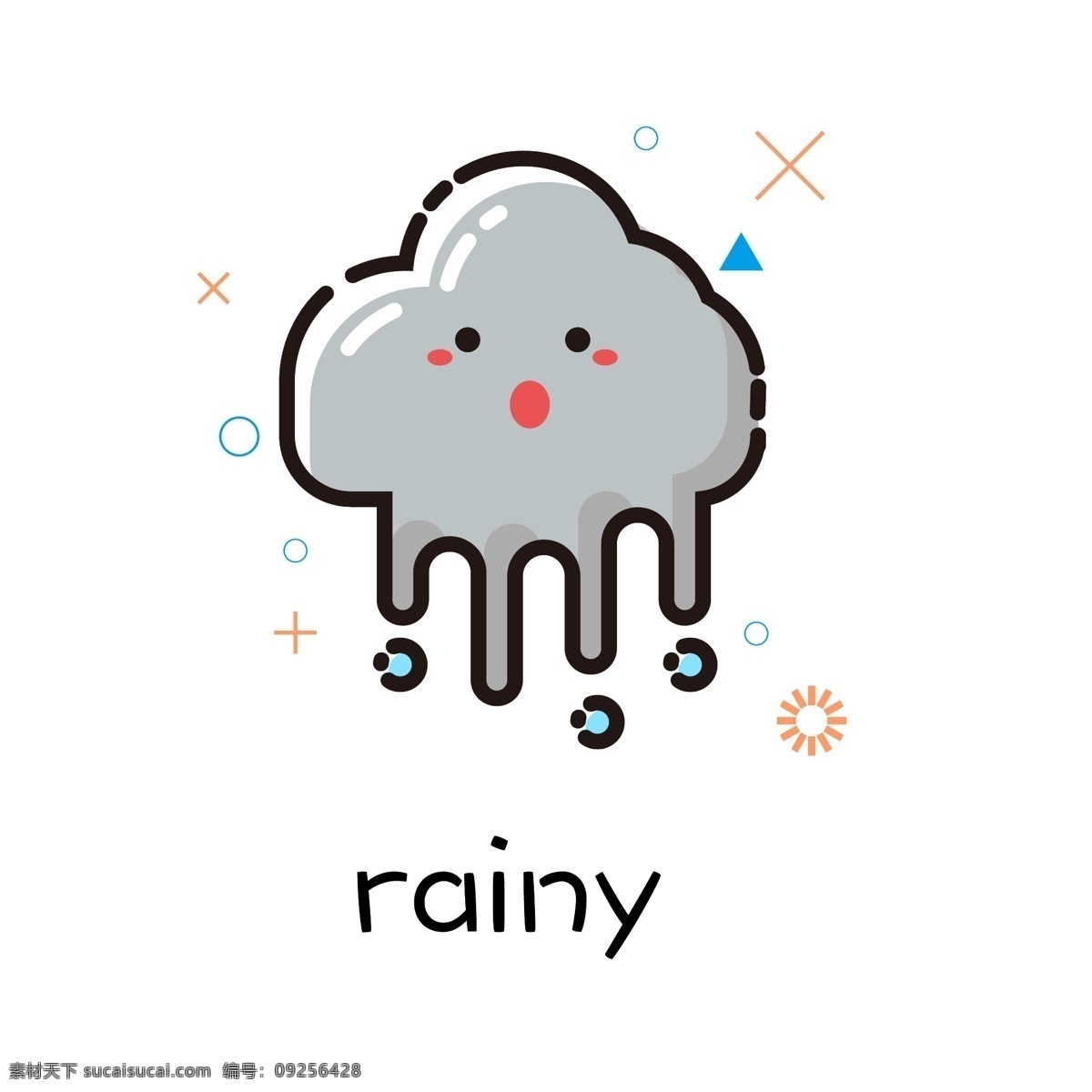天气 雨 mbe 风格 手绘 插画 手 账 商用 元素 图标 小清新 表情 可爱 下雨 手账 商用元素 矢量 可编辑