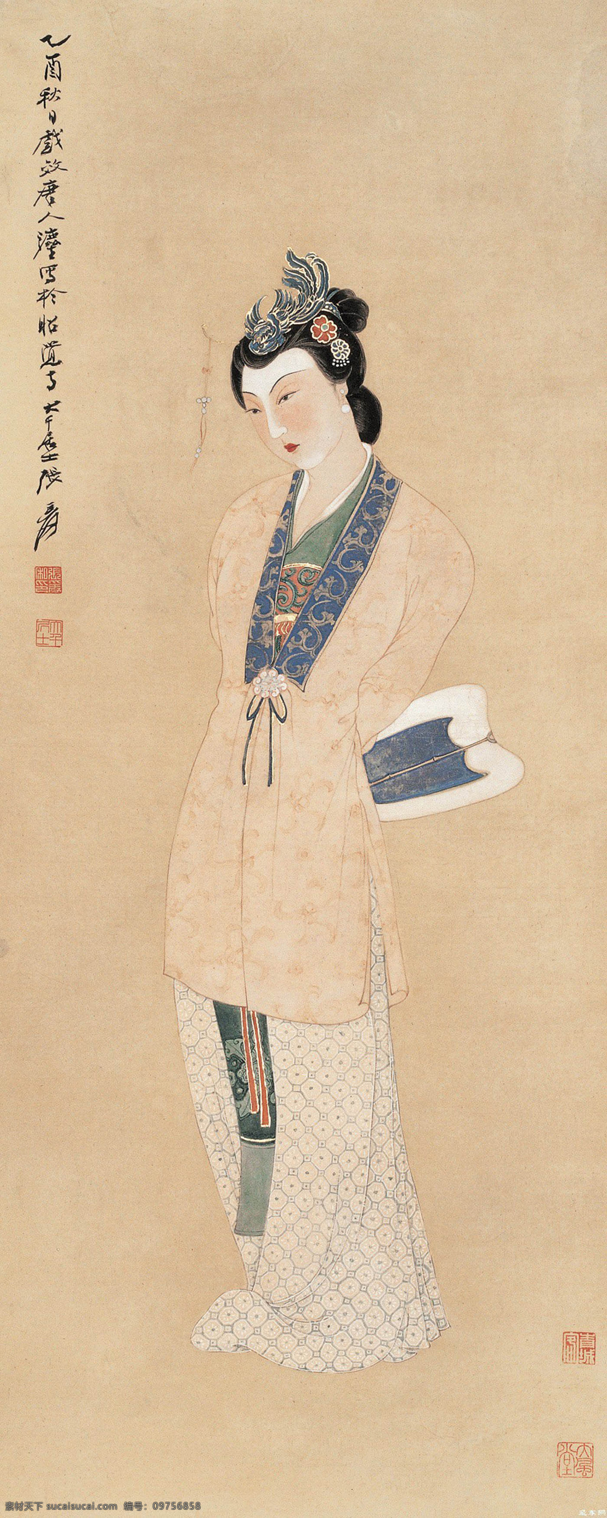 国画 张大千 纨扇仕女 纨扇 仕女 古典美女 人物 绘画书法 绘画艺术 国画张大千 文化艺术