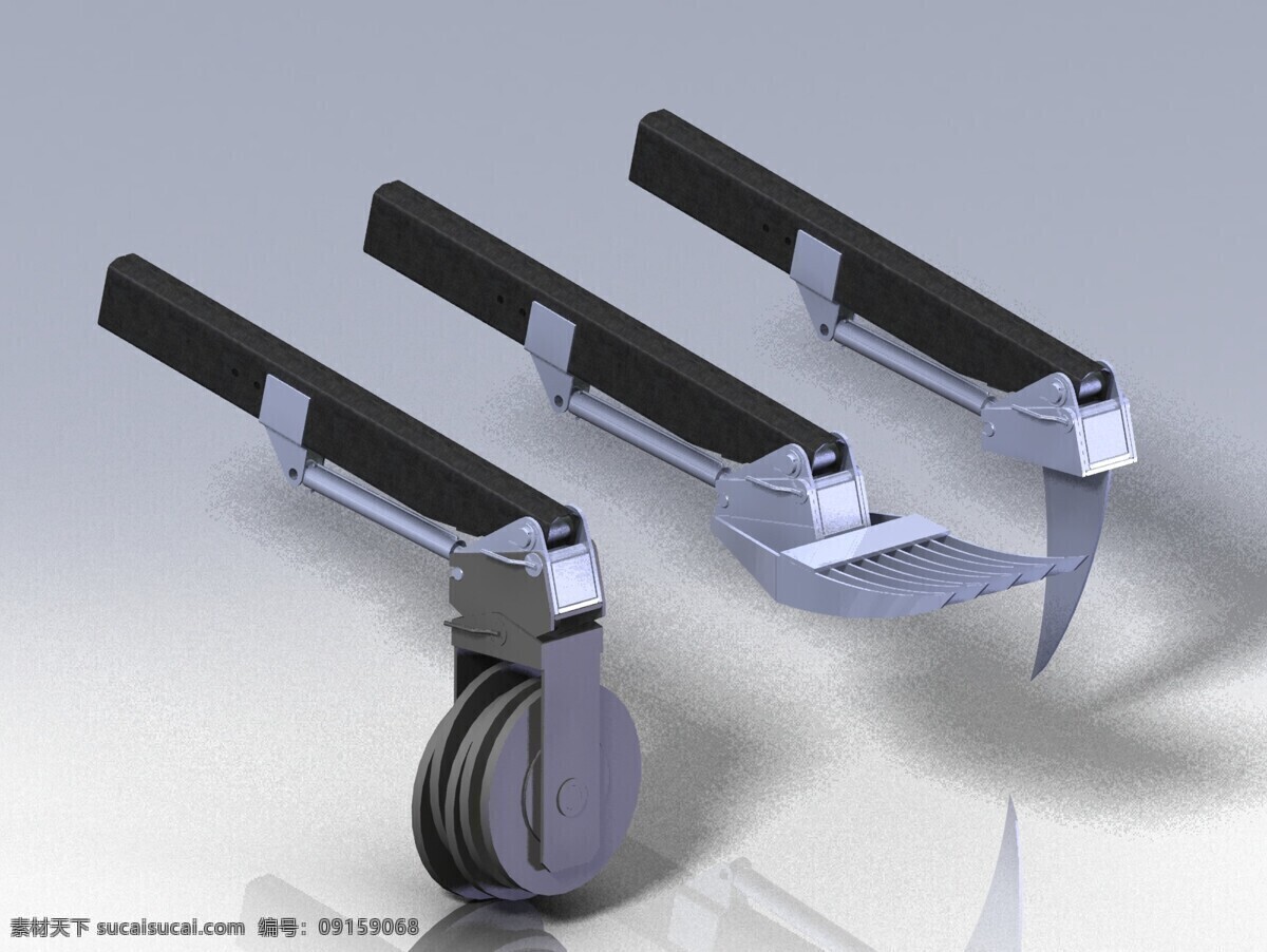 扫雷 臂 附着 地雷 起重机 叉 排雷 开膛手 辊 3d模型素材 电器模型