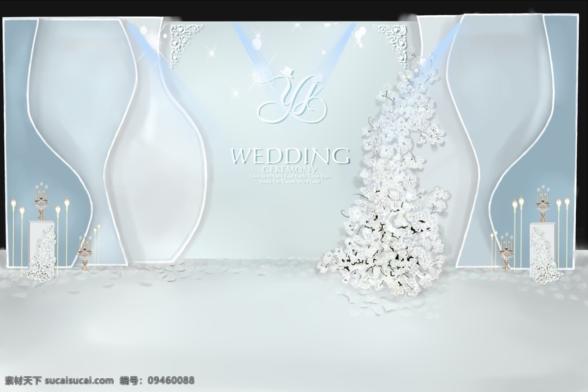 白色韩系婚礼 唯美 浪漫 白色系婚礼 婚礼留影区 淡绿色 淡蓝色 婚礼 灯光 舞台 效果 白色烂漫 婚礼logo