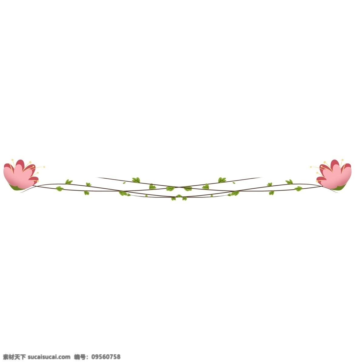 花朵 叶子 分割线 插画 花朵分割线 叶子分割线 分割线插画 红色小花 花儿 花儿分割线 植物