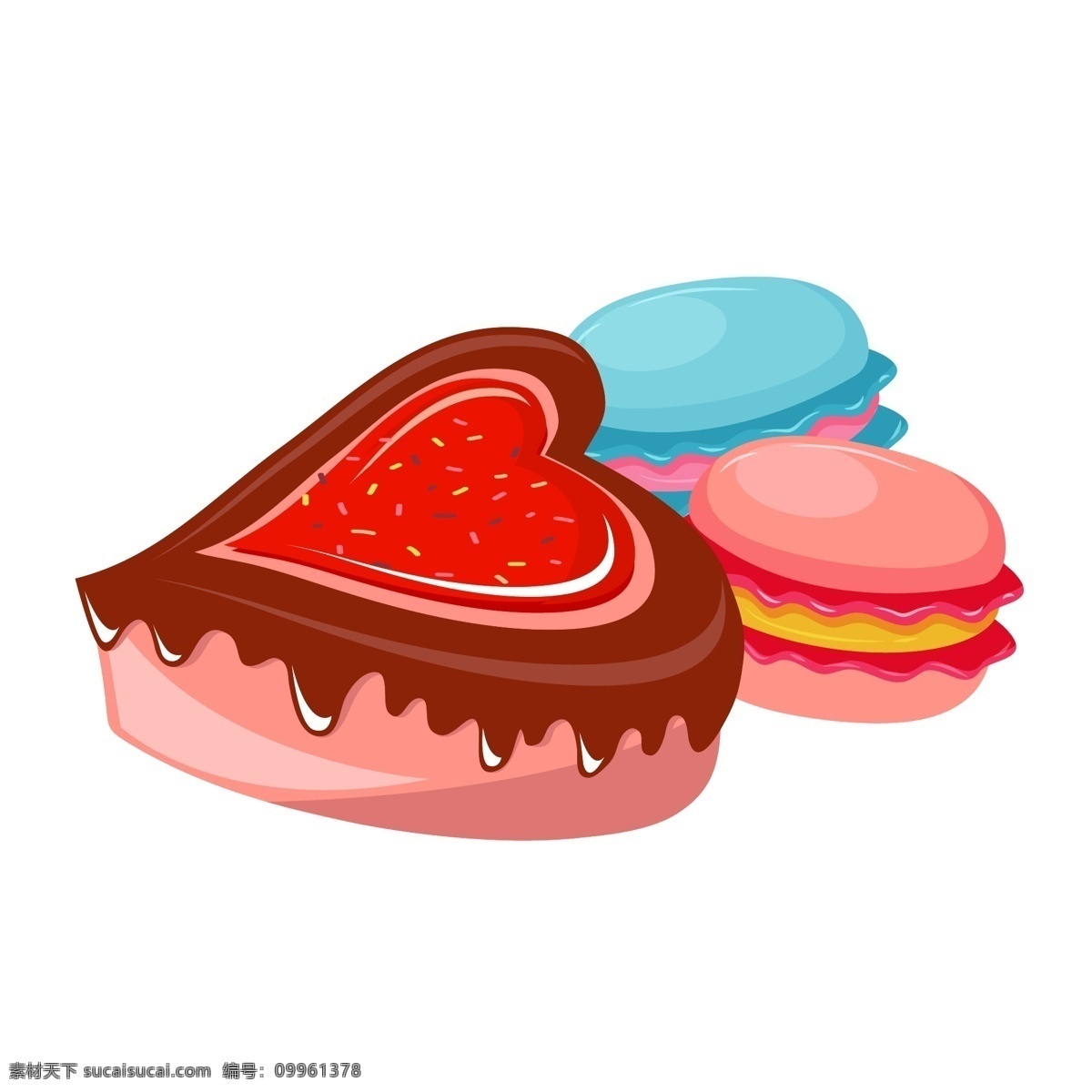 手绘 心形 甜点 插画 红色 汉堡 蓝色 手绘甜点 蛋糕 巧克力 巧克力甜点 甜点插图 粉色 心形甜点插画