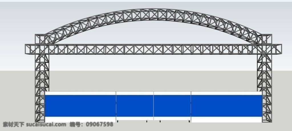 钢构 非常精细的 厂区大门 施工大门 3d模型 工地大门 钢结构 3d设计 室外模型 skp