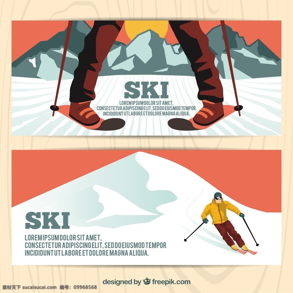 男子 滑雪 矢量 横幅 男子滑雪 矢量横幅 冬季 雪山