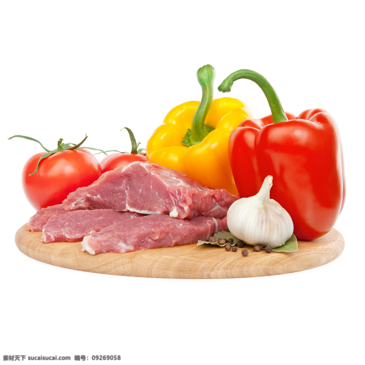 菜板 上 肉食 辣椒 蔬菜 肉类 食物 大蒜 西红柿 食物原材料 石材 餐厅美食 食材原料 餐饮美食