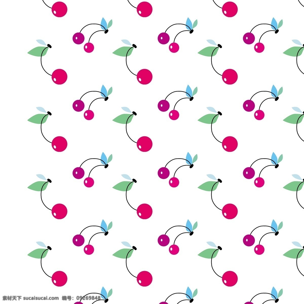 樱桃 平铺 背景 花纹 矢量图 花纹花边