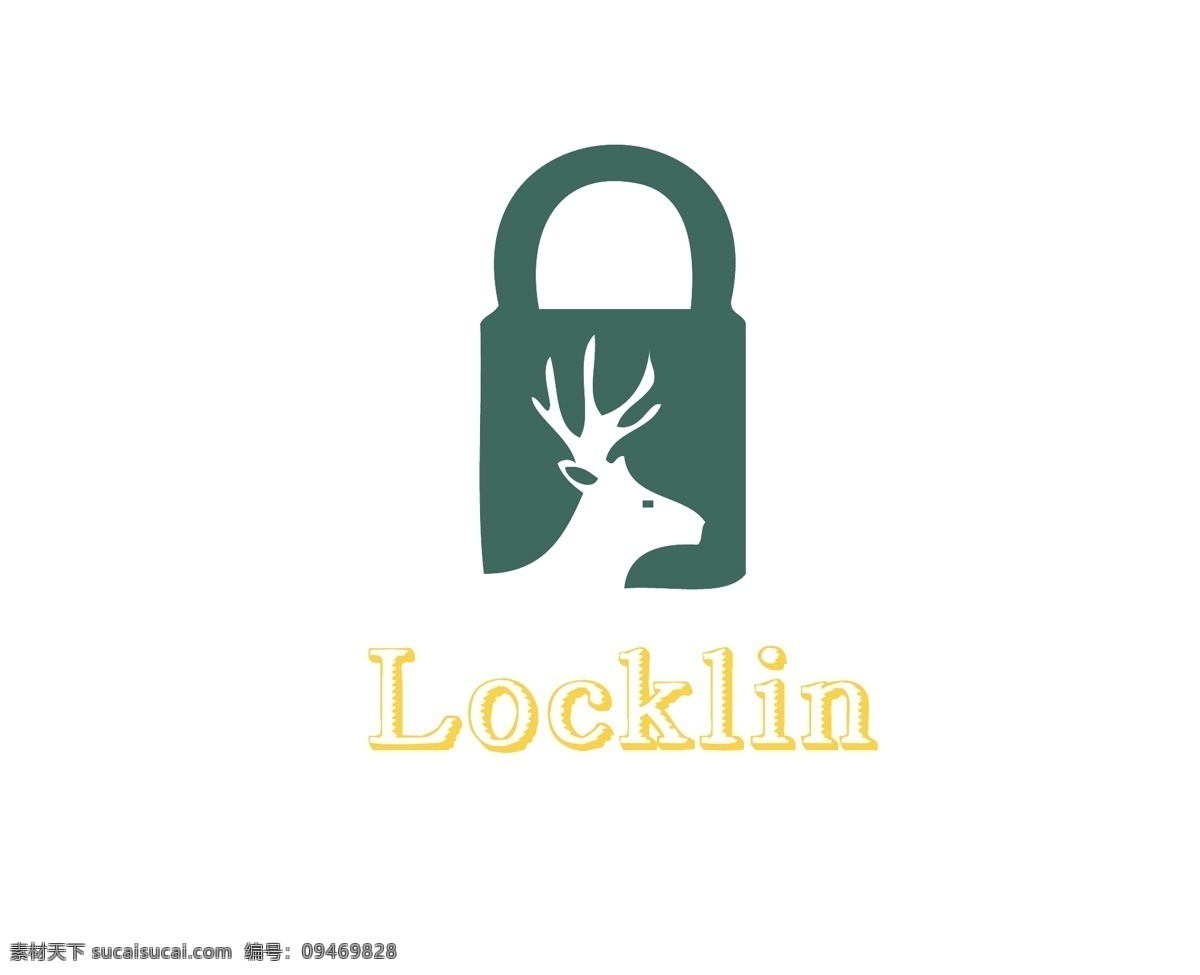 鹿 锁 logo 动物 自然 英文字母 白色 圣诞logo