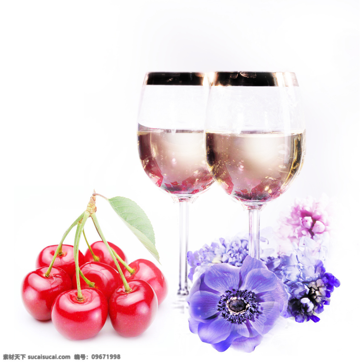 樱桃 酒杯 鲜花 无 框 画 无框画