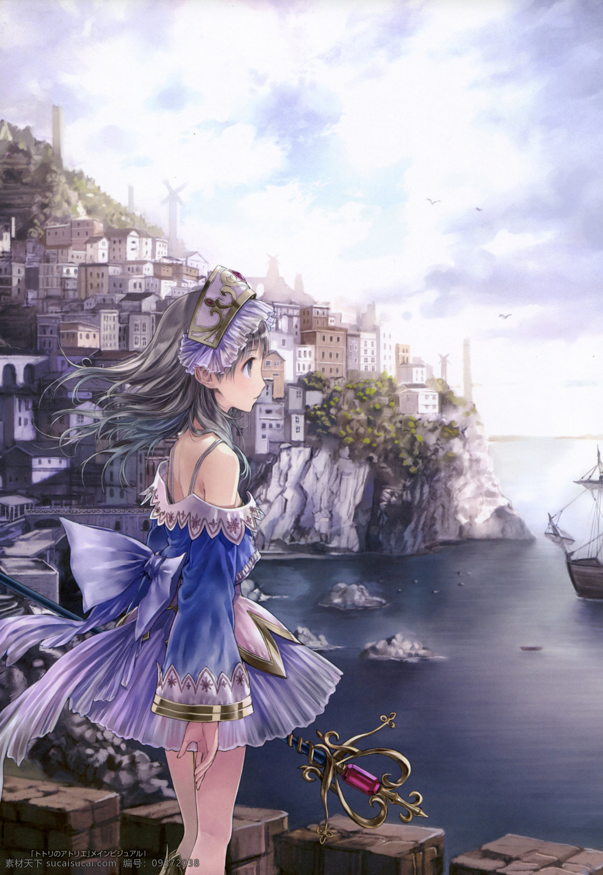 罗 罗娜 托托 莉 动漫 海边 美少女 魔幻 游戏 紫色 阿兰 炼金术士 远望 二次元 卡通 可爱