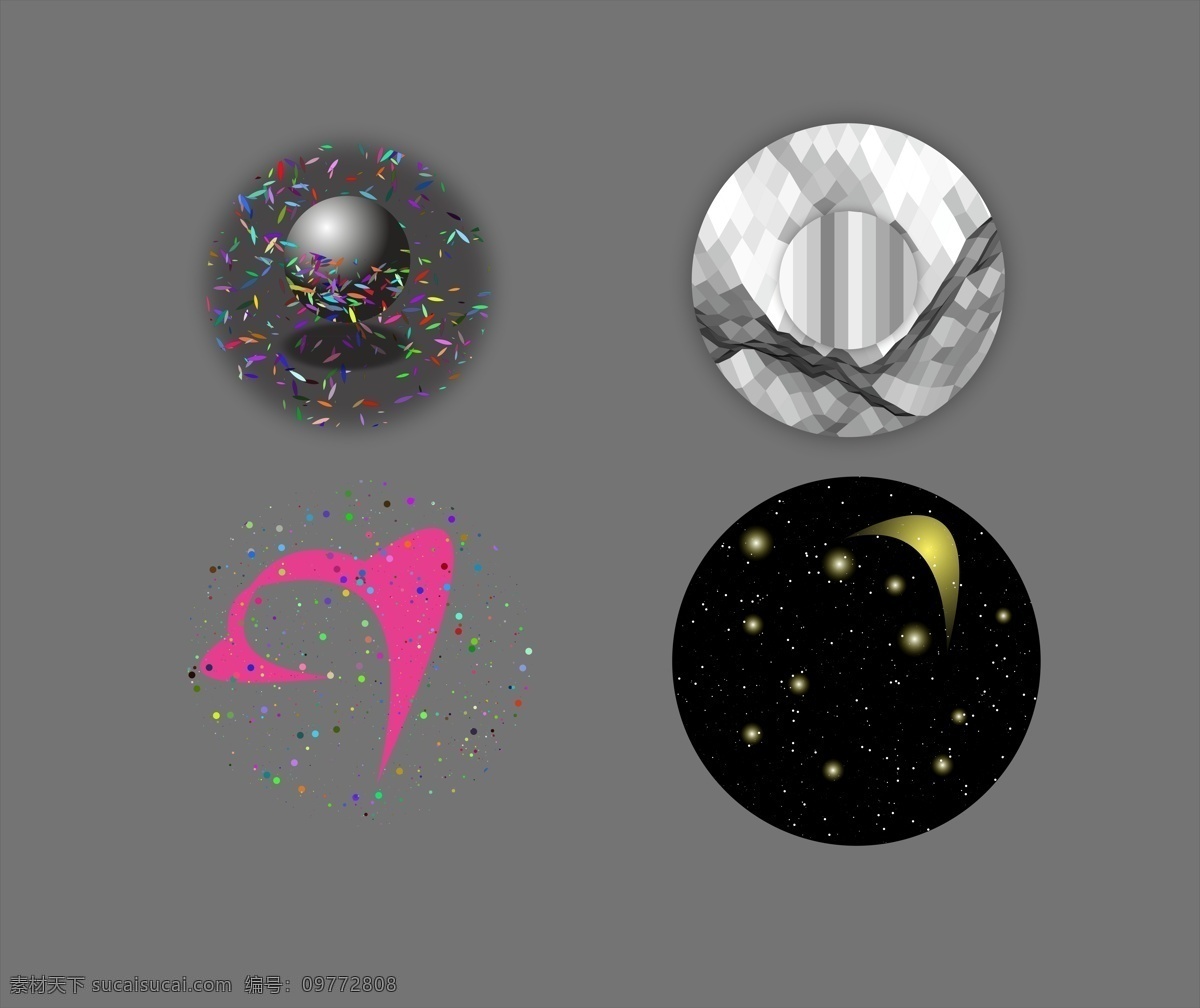 创意 几何 元素 圆圈 个性 多彩 光点 星点