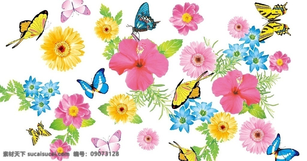 花 花卉 小花 蝴蝶 菊花 分层 风景